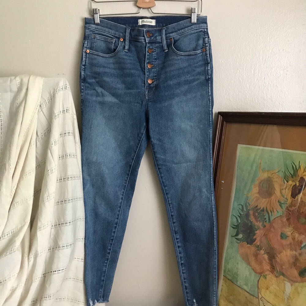 Madewell Button Fly high rise raw hem jeans